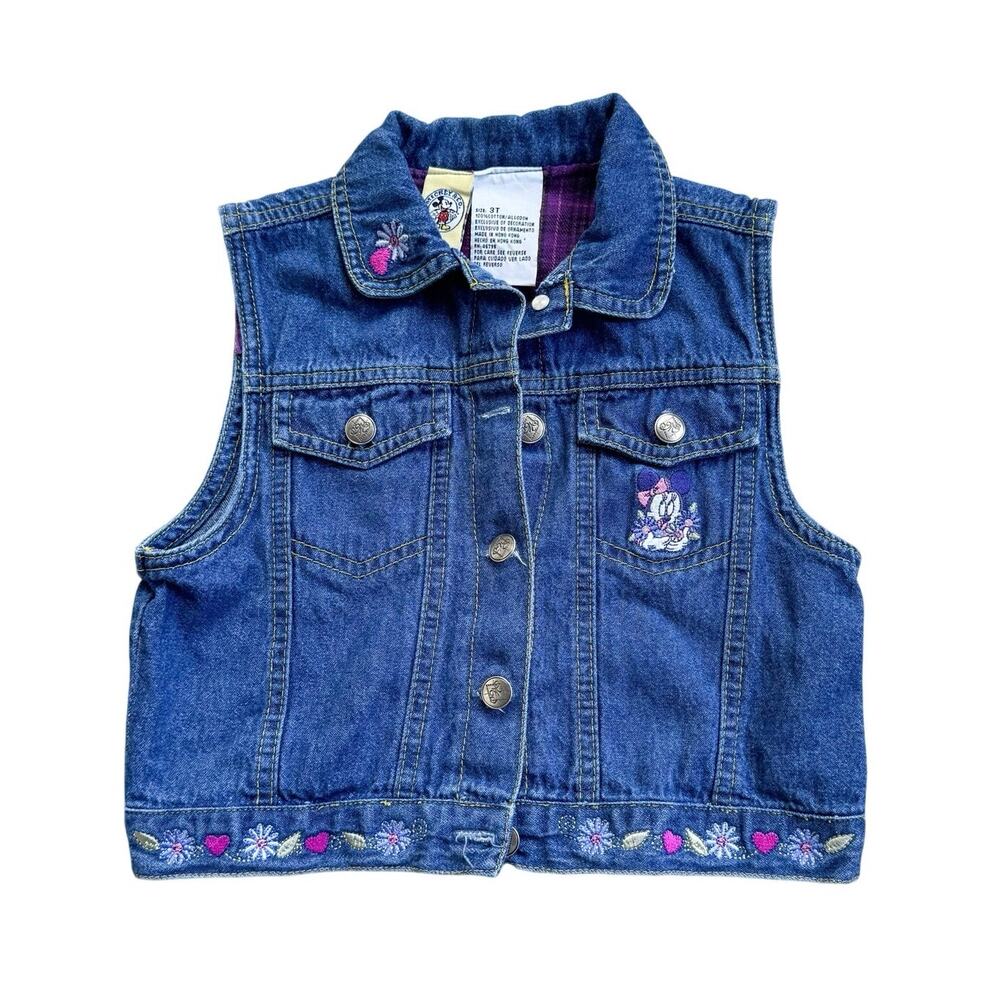 Vtg Mickey & Co Denim Vest Minnie Mouse 3T